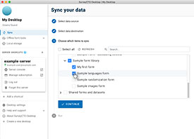 Select forms and datasets to sync