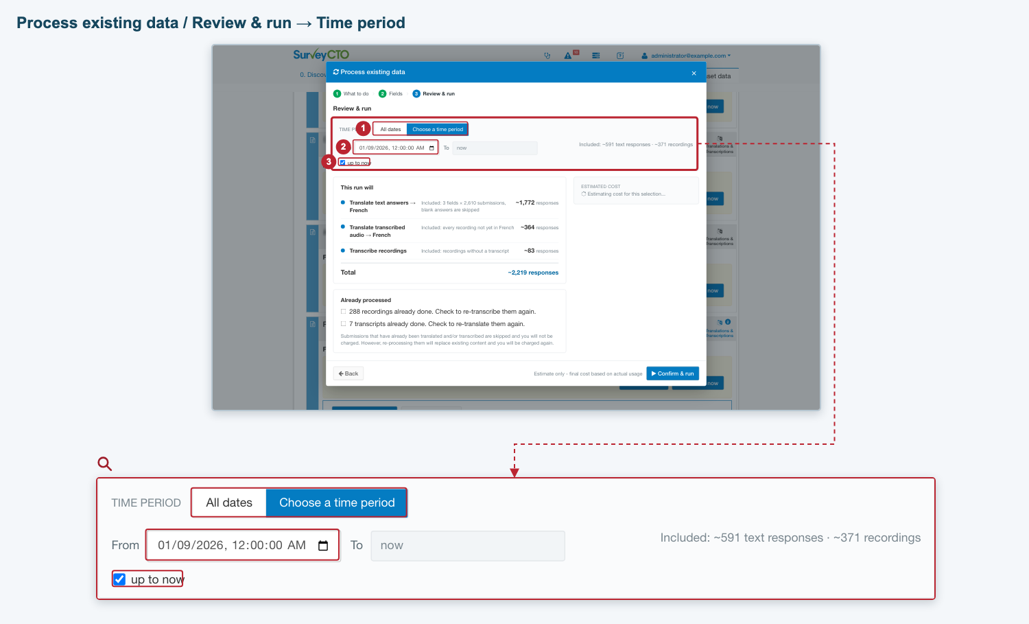 Time-period controls with the range choice, From date and up-to-now option highlighted Time-period controls with the range choice, From date and up-to-now option highlighted
