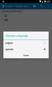 Change-language pop-up
