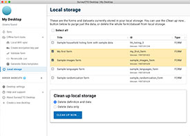 View the forms and datasets stored in your local storage
