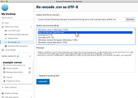 Re-encoding a .csv file in SurveyCTO Desktop